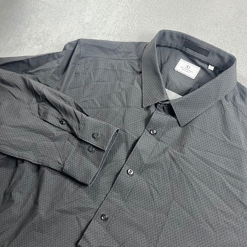 7Diamonds Prime 4-Way Stretch Shirt Mens XXL Gray Micro Pattern SMKL-7495